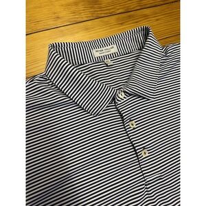 Peter Millar Summer Comfort Mens XXL Navy White Stripe Golf Polo Shirt